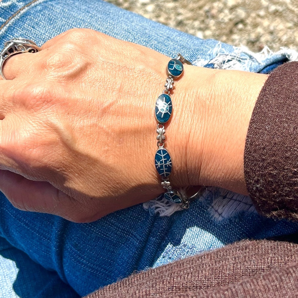 Viking Lapis Lazuli & Turquoise Rune Bracelet